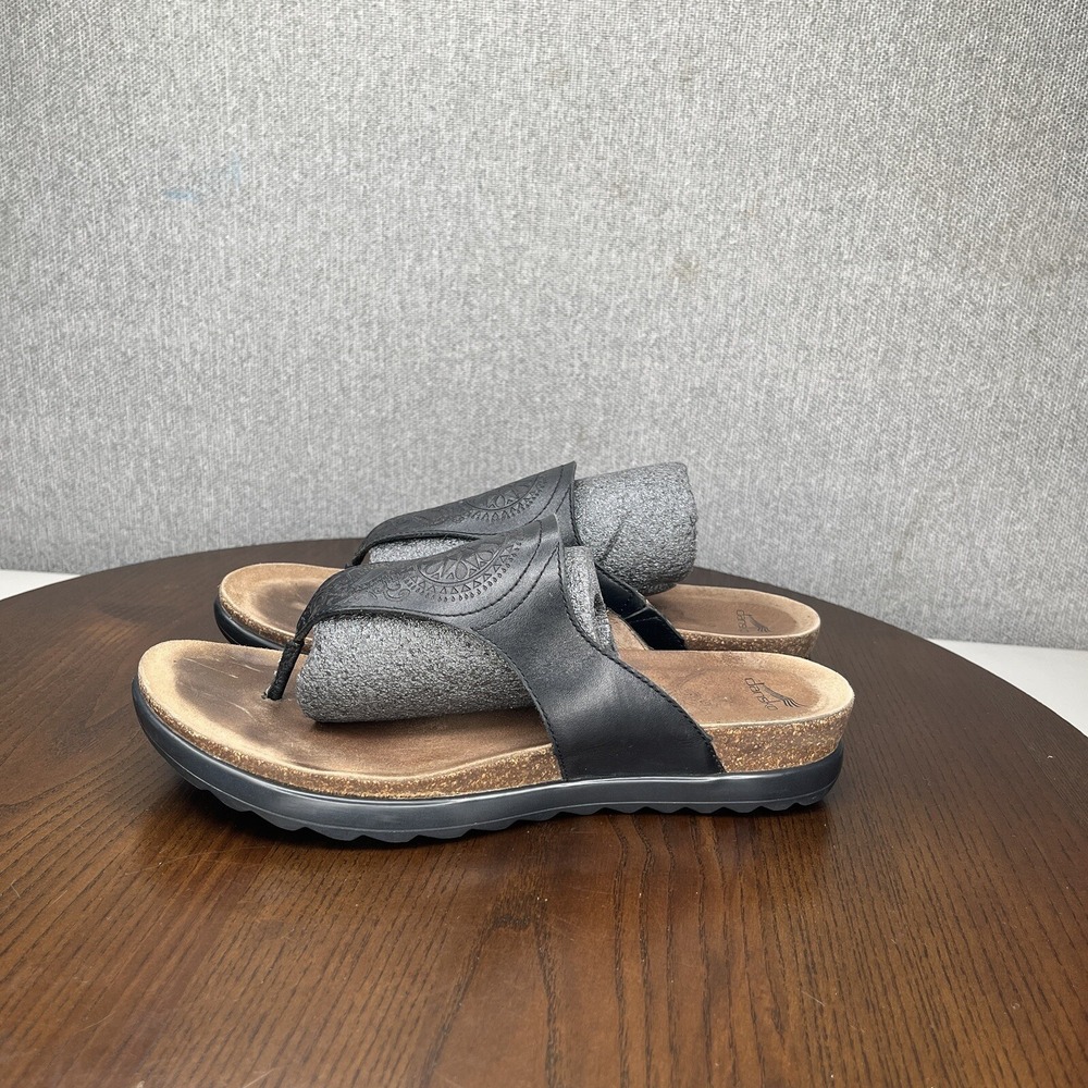 Dansko Priya Sandals Womens 40 / 9.5 Black Leather Comfort Thong Cork 1550020200